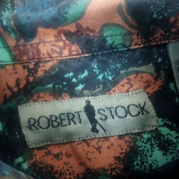 Vintage Robert Stock Abstract Pattern Button Down Silk Shirt - Picture 4 of 8